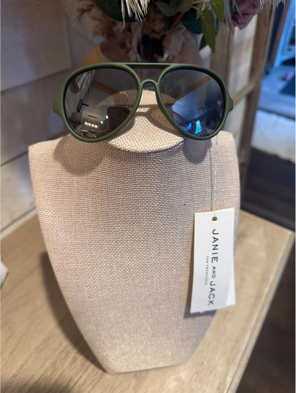 Janie and Jack Kids' Green Aviator Sunglasses with UV Protection